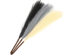 Capim Dos Pampas Artificial, 3 Peças, 45cm, Incluindo Ramos nas Cores Creme, Cinza e Preto CHABERLU