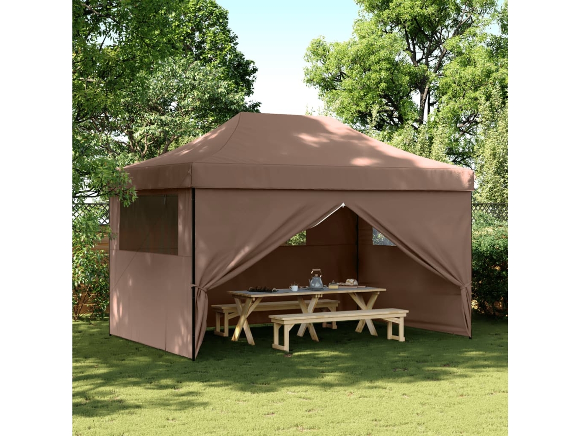 Vidaxl Tenda P/ Festas Pop-up Dobrável Com 4 Paredes Laterais Castanho