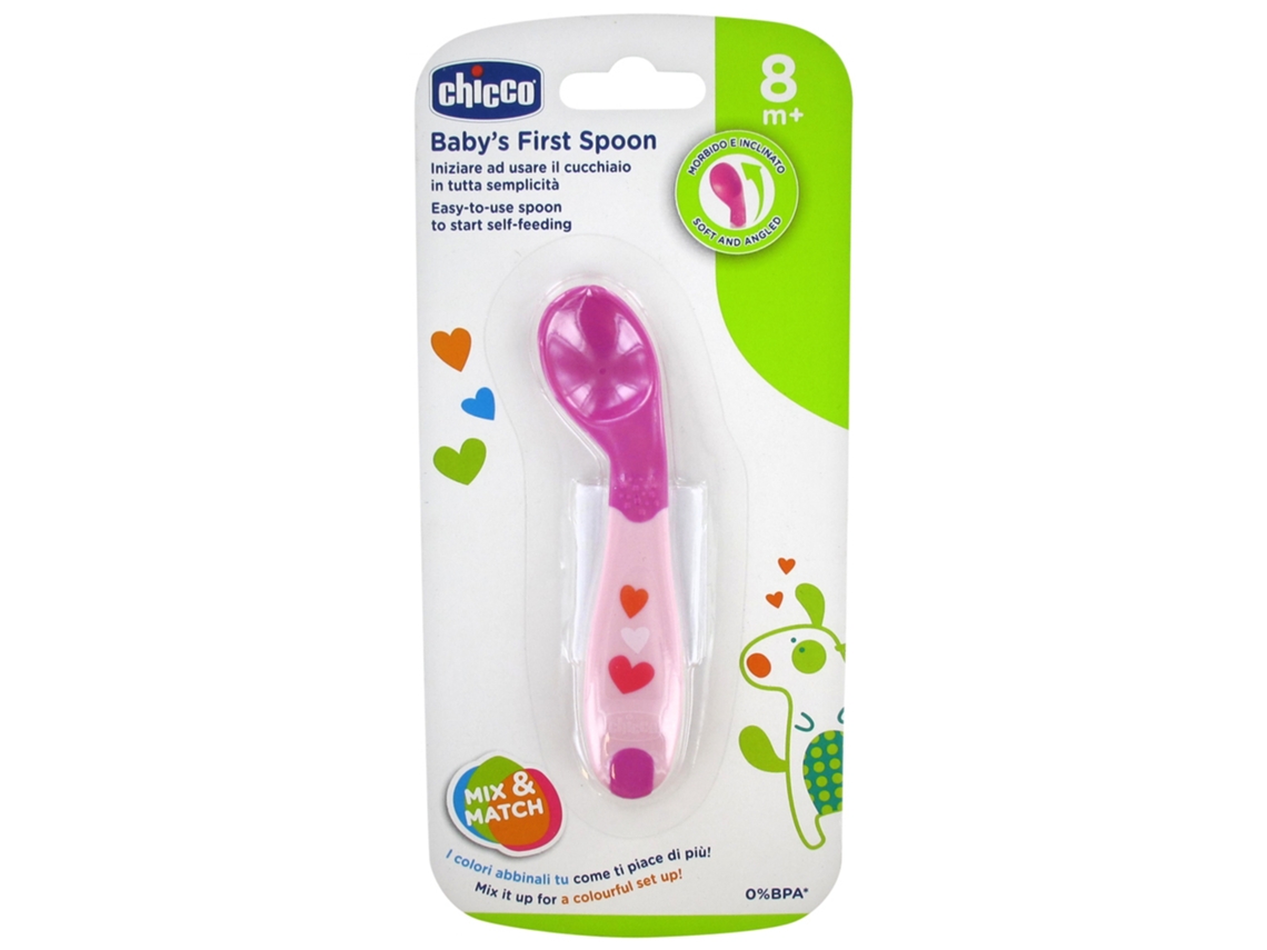 Primeira colher 8 meses e cor: rosa CHICCO
