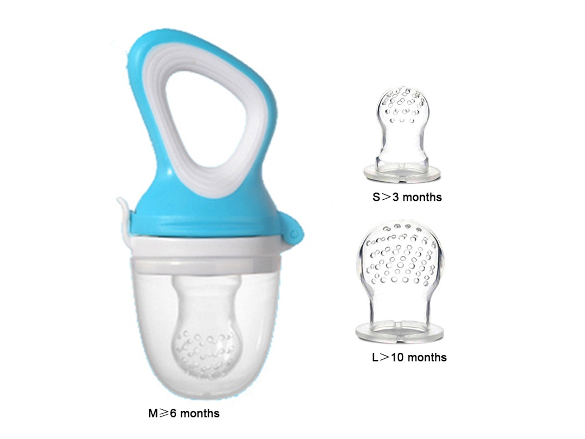 Alimentador De Silicone Para Bebês Com Suplemento Alimentar, Bico Para Frutas E Vegetais.bolsa De Malha Azul M+s+l