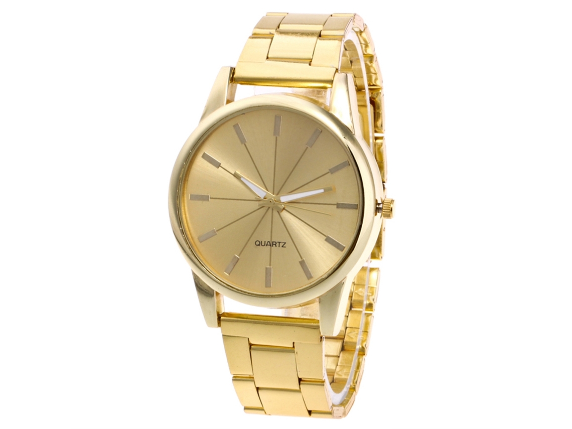 Reloj De Cuarzo Unisex Con Correa De Acero Estilo Simple Zhoulianfa (oro)