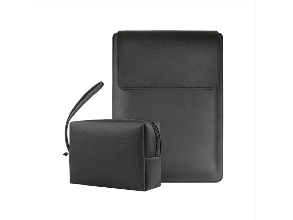 Capa Para Laptop Em Couro Pu Com Suporte E Bolso Para Adaptador - Compatível Com Huawei, Samsung, Apple E Garmin De 15 E 16 Polegadas.