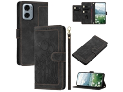 Capa De Couro Estilo Tulipa Para Motorola Moto G05 4g Com 5 Compartimentos Para Cartões, Tipo Carteira, Preta