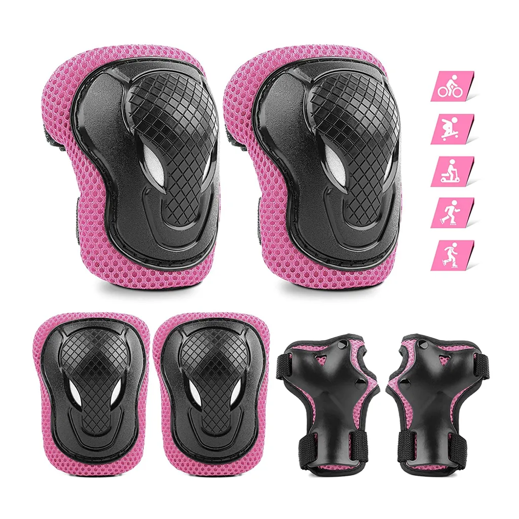 Conjunto Proteção Infantil Patins Linha Joelheiras Cotoveleiras Pulso P Rosa