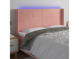 Vidaxl Cabeceira De Cama C/ Luzes Led Veludo 183x16x118/128 Cm Rosa