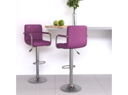Vidaxl Bancos De Bar 2 Pcs Couro Artificial Roxo