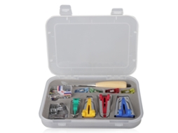 Kit De Fita Viés 5 Tamanhos, Pé Para Borda, Grampos, Furador, Alfinetes Para Costura