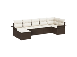 Conjunto 7 Conjunto De Sofá De Jardim Vidaxl Castanho Vime Pe (297,5 X 132,5 X 85 Cm)