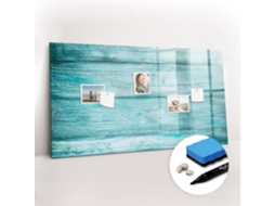 Quadro Magnético Decorativo Madeira Antiga Azul Para O Escritório Espelharte (120x60 Cm)