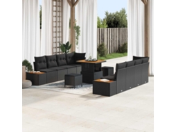 Vidaxl Conjunto De Sofá De Jardim 11 Unid. 10-número De Lugares Preto