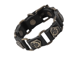 Pulseira De Couro Artesanal Unissex Ajustável Estilo Punk