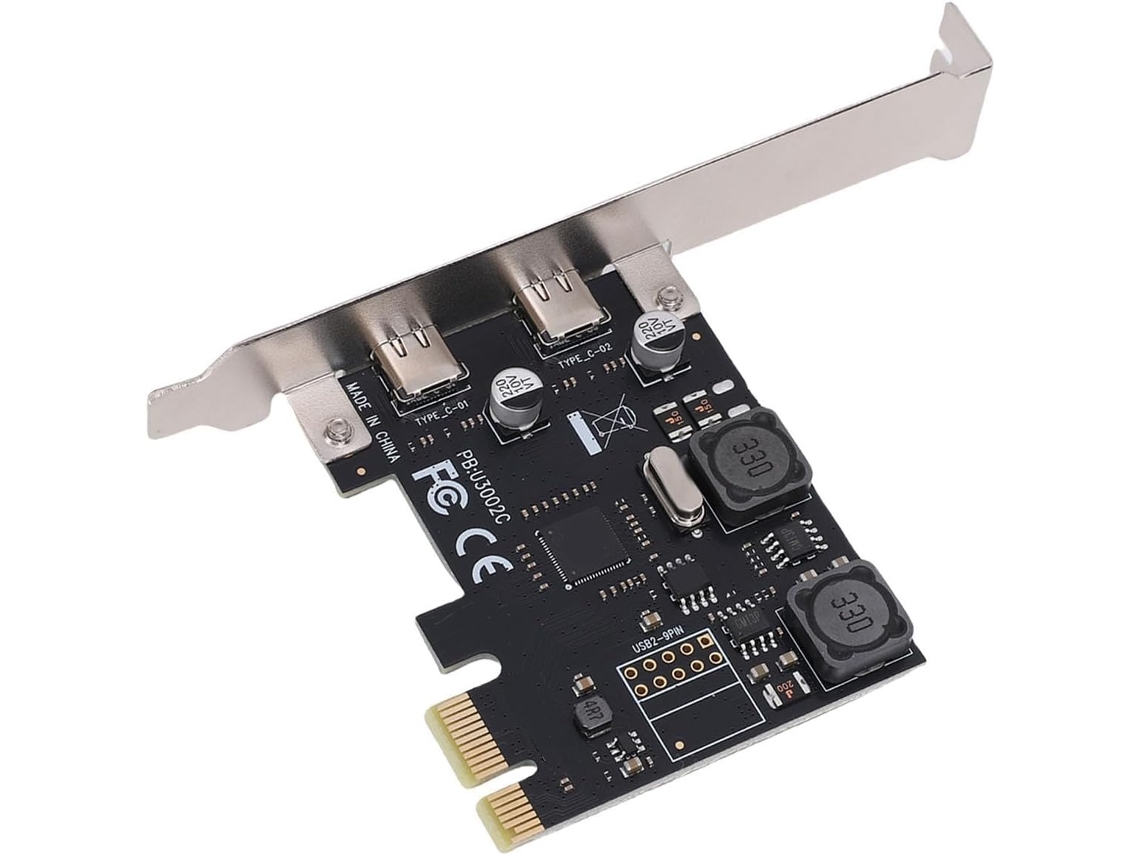 Placa De Expansão Pcie Para Type-c 5 Gbps, Usb 3.0 2 Portas Windows
