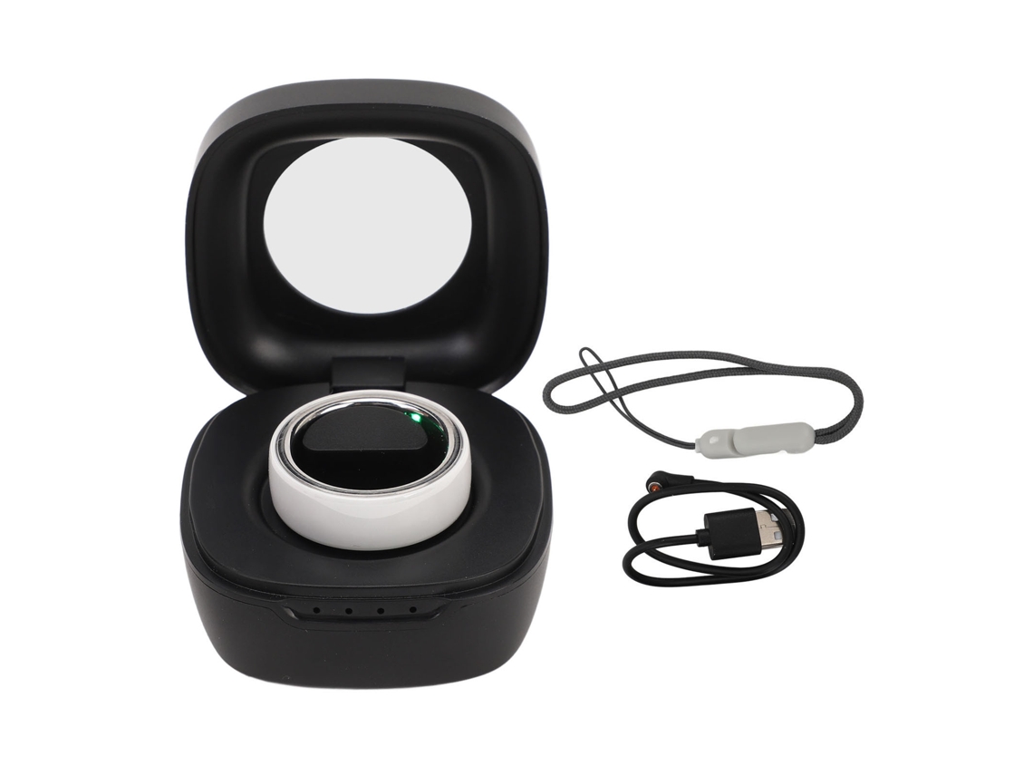 Anel Inteligente, Monitor de Sono, Temperatura, Pedometer, 23mah, Rastreador de Saúde, com Case de Carregamento, Branco S/MARCA