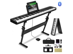 Piano Digital Dobrável Com 88 Teclas, Bluetooth, Midi E Suporte Ajustável Tekmaquinas