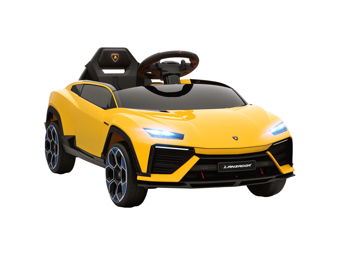 Carro Elétrico Infantil 12V com Controle 2.4GHz, Led e Música Amarelo S/MARCA