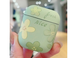 Capa Protetora Fosca Para Fones De Ouvido Airpods 1/2 Com Estampa Floral Em Pintura A Óleo.