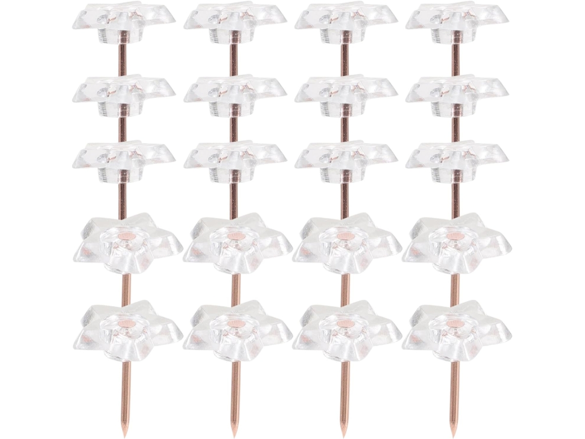 Tachinhas transparentes genéricas, pacote com 100 unidades, design seguro em formato de estrela, criativas e decorativas.