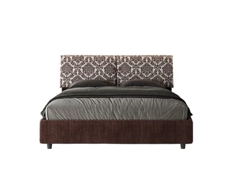 Cama de Casal Queen Size com Arrumação Estofada MadosITYHOME (160 x 210 cm - Paneles de Melamina y tejido)
