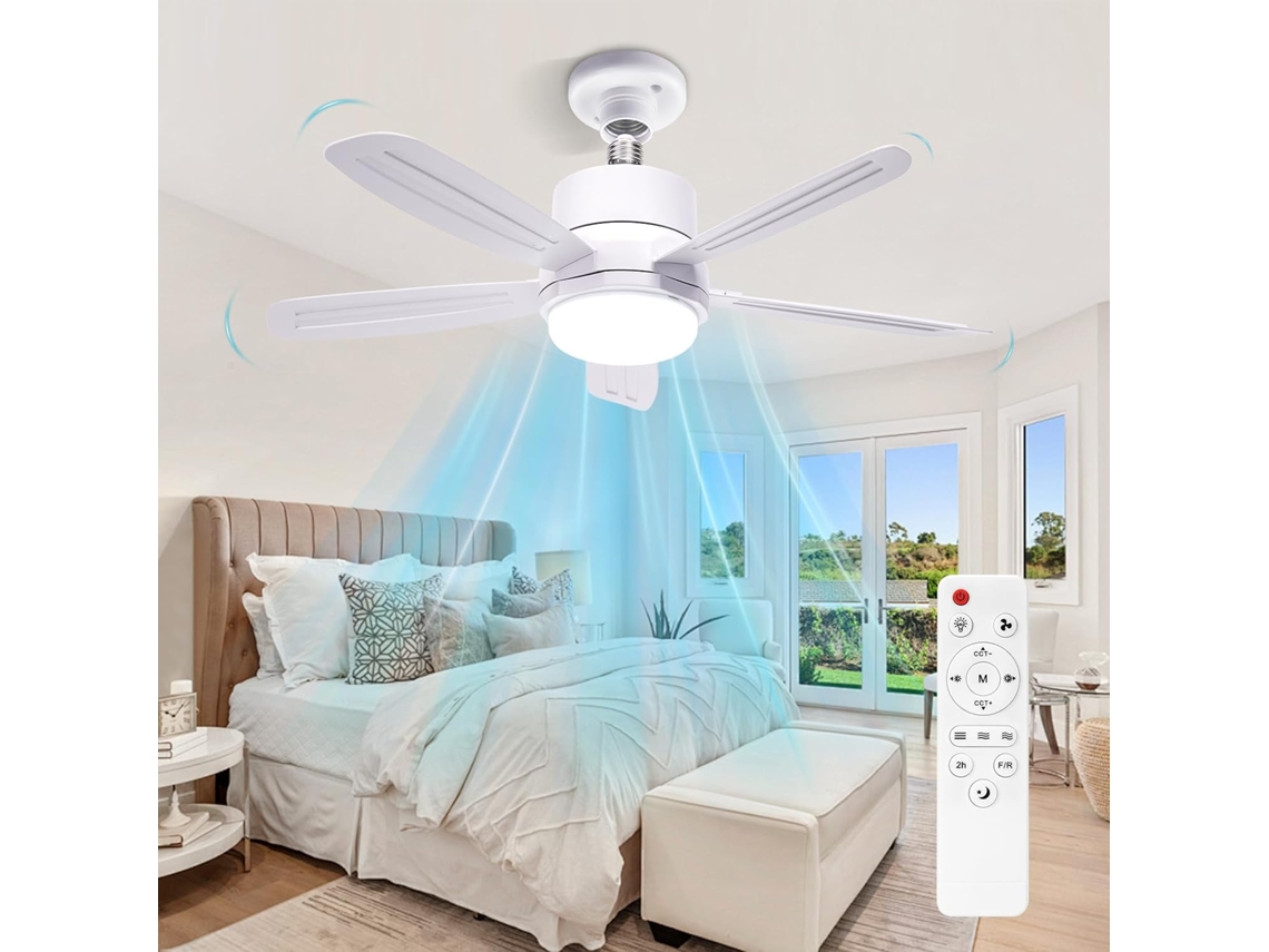 Ventilador De Teto 40w Com Luz, Lâmpada Led 52cm Controle Remoto,
