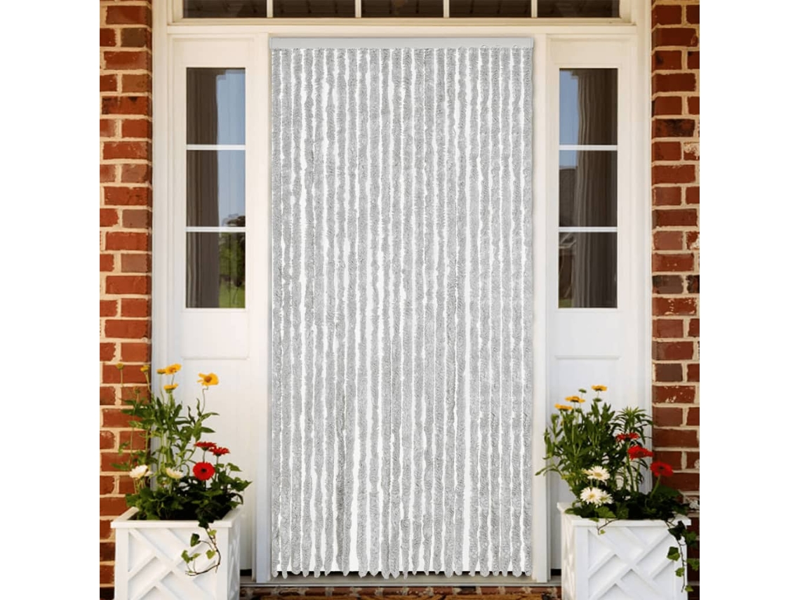 Vidaxl Cortina Anti-insetos 100x230 Cm Chenille Cinzento