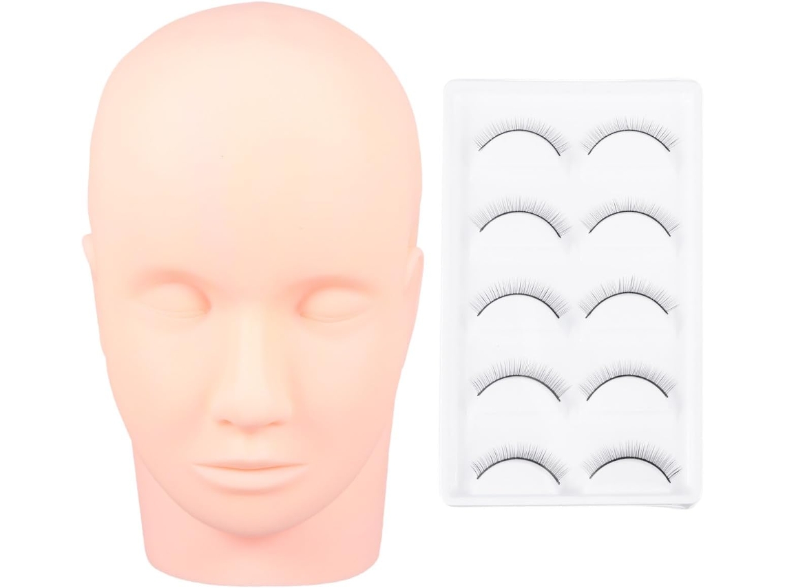 1 Conjunto de Cabeça de Manequim Leve para Treinamento de Maquiagem e Extensões.
