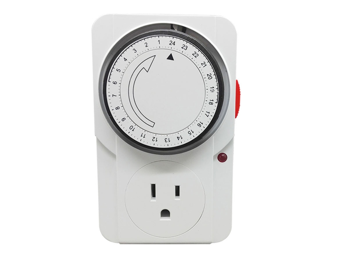Tomada Primerox temporizadora mecânica 24 horas plug in 15A retardante à chama ciclo repetido