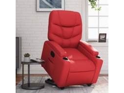 Vidaxl Poltrona Reclinável Elevatória Elétrica Couro Artif. Vermelho
