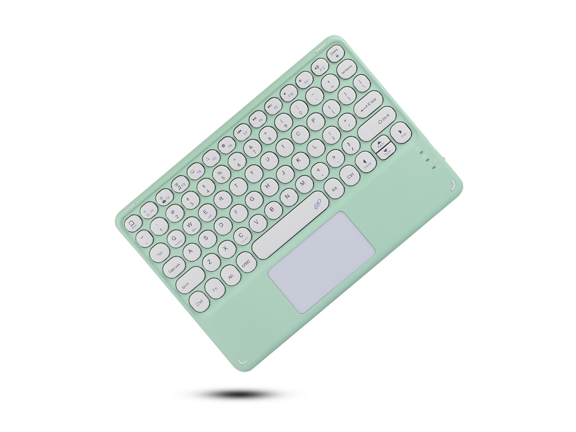 Teclado HEXINYIGJLY Bluetooth para iPad 10", Silencioso, Teclas Redondas, Touchpad, Desmontável, Verde