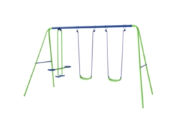 Balanço de Jardim 4 Crianças (2 Individuais + 1 Duplo, 180kg Total, 45kg/balanço, 280x140x178cm)