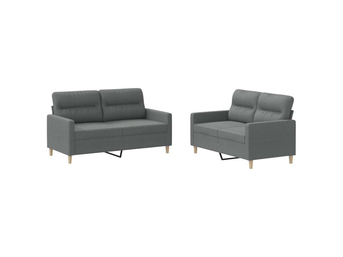 2 Pcs Conjunto de Sofás com Almofadões Tecido Cinzento escuro MAISON EXCLUSIVE