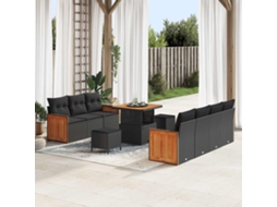 Vidaxl Conjunto De Sofá De Jardim 10 Unid. 9-número De Lugares Preto