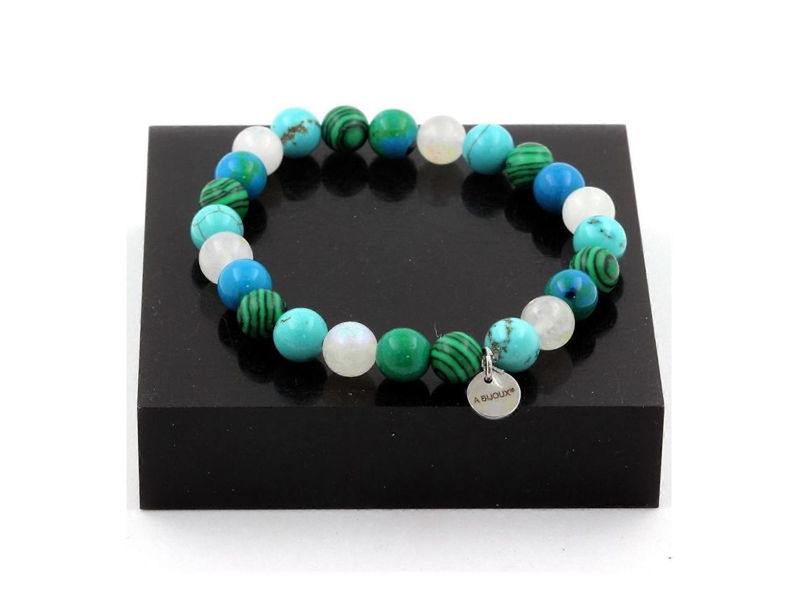 Pulseira De Contas De Pedra Da Lua, Turquesa, Crisocola E Malaquita Nostalgia88 (8 Mm)