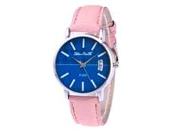 Relógio de pulso Young Student Quartz com pulseira de couro rosa