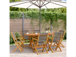 Cadeiras De Jardim Dobráveis 6 Pcs Madeira Acácia Maciça Cinza Dkd Home Decor