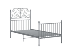 Cama De Solteiro | Camas Para Quarto | Estrutura De Cama 90x200 Cm Metal Cinzento