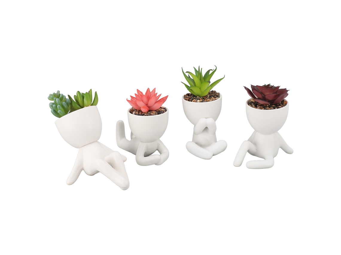 Plantas Succulentas Falsas Com Vasos Cerâmica Worten