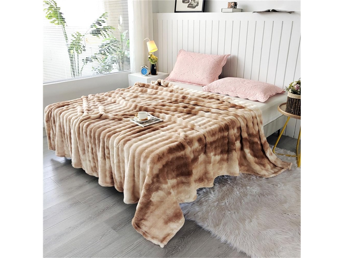 Manta Fansu Super Macia de Veludo com Estampa Tie dye Fofa Colcha Lençol Quente Inverno Pele Sintética 150x200