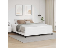 Vidaxl Estrutura Da Cama Com Colchão Branco 180 X 200 Cm Tecido