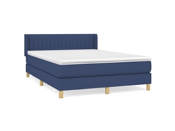 Cama com Molas/colchão 140x190 Cm Tecido Azul MAISON EXCLUSIVE