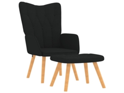 Relaxing Chair With Stool, Relaxing Chairs With Stools Vidaxl Preto Tecido