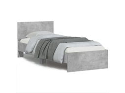 Vidaxl Estrutura De Cama C/ Cabeceira/luzes Led 90x200cm Cinza Cimento