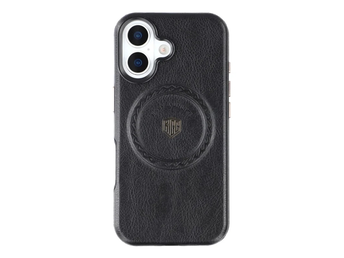 Capa Kigc Para Iphone 17 Magsafe Em Couro - Preta