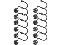 Conjunto De 12 Ganchos Ferro Preto Para Cortina Chuveiro, Com