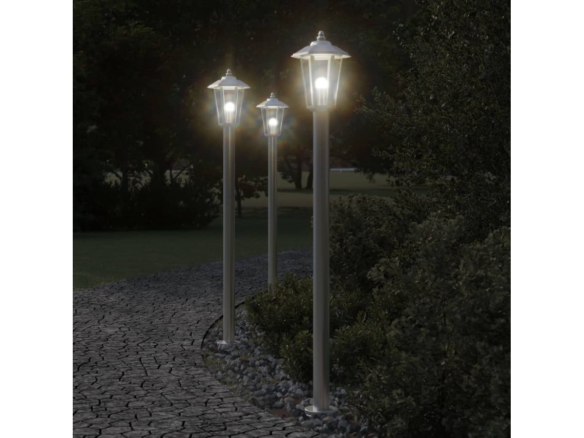 Vidaxl Candeeiro De Chão Para Exterior 120 Cm Aço Inoxidável Prateado
