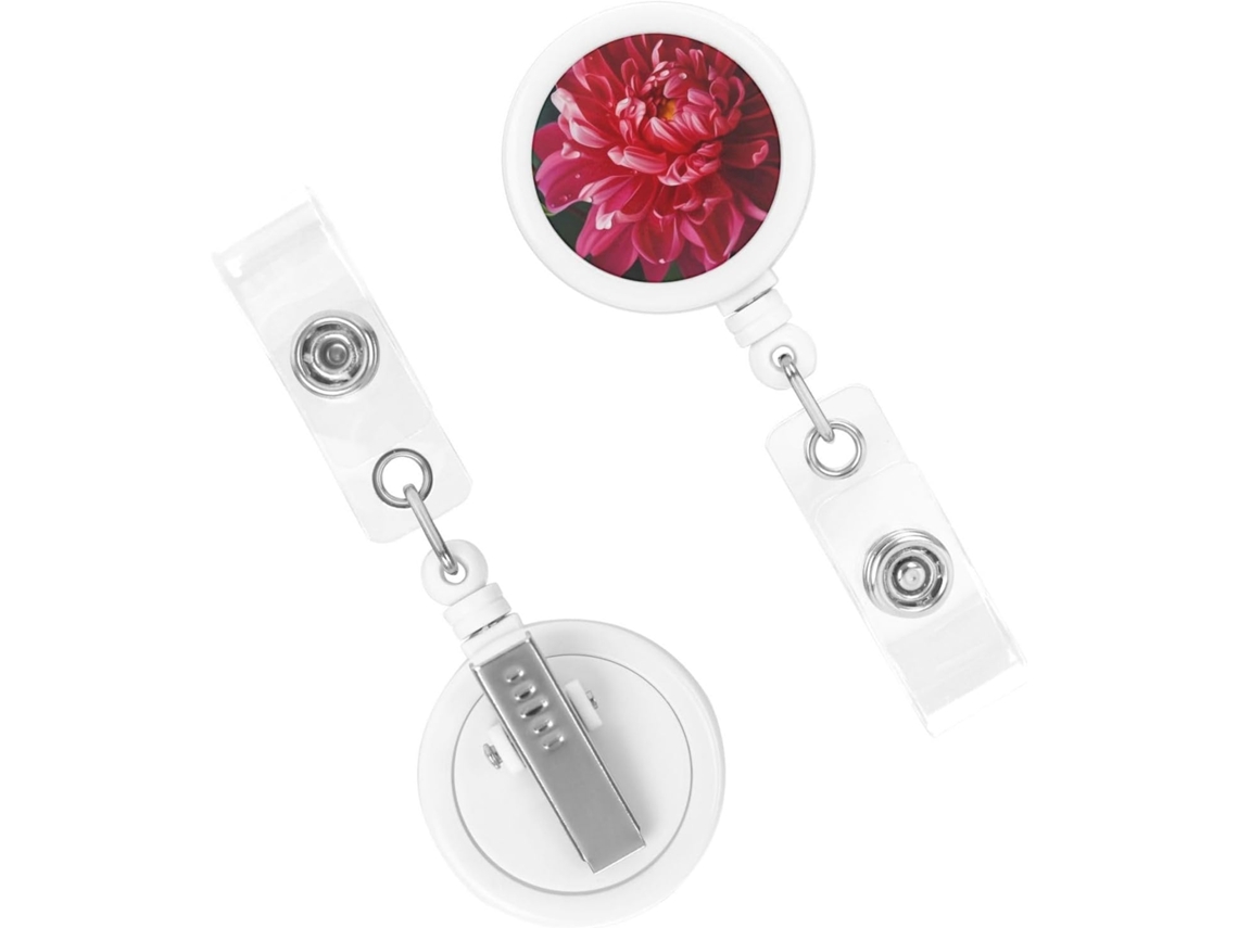 Porta Crachá Retrátil, Carretel Retrátil Resistente, Vermelho, Porta Crachá Fofo Com Estampa Floral, Chaveiro Robusto