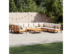 9 Pcs Conjunto De Sofá De Jardim Com Almofadas Acácia Maciça Dkd Home Decor