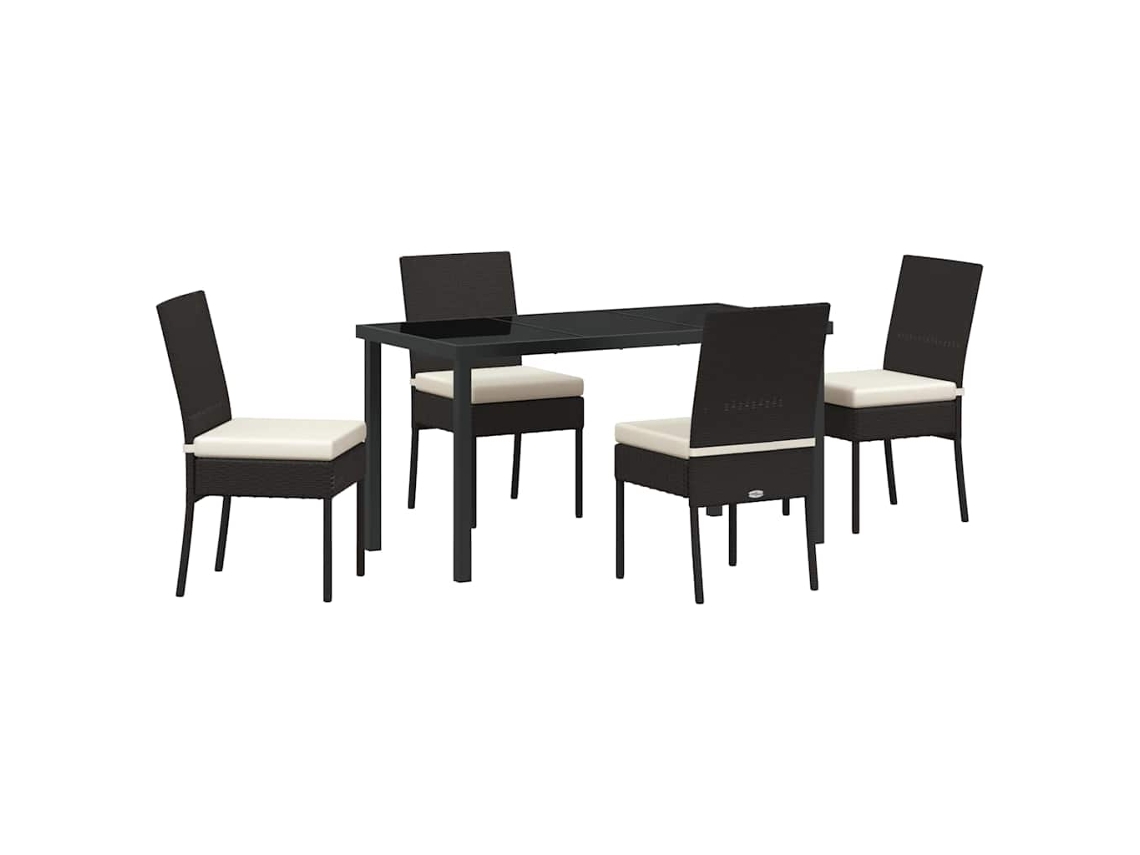 Maison Exclusive - Conjunto De Jantar Para Jardim 5 Pcs Preto Aço Revestido A Pó