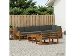 Vidaxl Conjunto De Sofás Para Exterior 9 Pcs Natural E Antracite