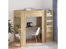 Vidaxl Estrutura De Cama Loft Com Mesa Carvalho Sonoma 90 X 190 Cm