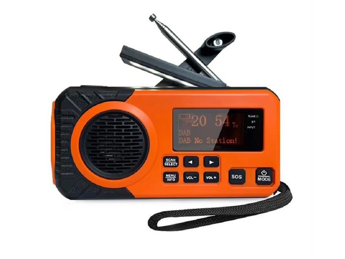 Rádio de Emergência Solar Portátil, Manivela, Multifuncional, DAB/FM, Bateria 5000mah, Bluetooth AQUAFORGE